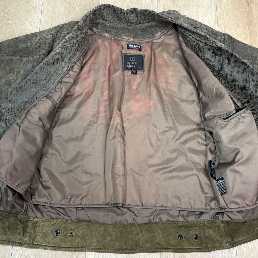 Byrnes & Baker Vintage 80s Leather Snakeskin Batwing Jacket Thinsulate Green M - Picture 7 of 13